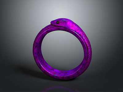 Fashionable Purple Snake Shaped Ring With Unique Design And Glossy Finish 3d model