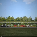 Charging Station with Canopy Green Trees and Cars Charging in Grass Area