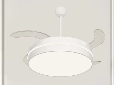 Modern White Ceiling Fan Light with Silent Blades and Bright LED Illumination 3d model