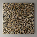 Gold Wavy Feather Pattern Wall Decor on Black Background with Modern Design 3d model