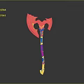 Ornate Fantasy Axe With Golden Accents Red Glowing Blade And Black Handle