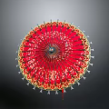 Red Traditional Oil Paper Umbrella With Intricate Patterns And Gold Accents