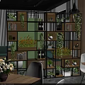 Modern Wooden Multi Compartment Shelving Unit In Bright Interior With Plants Books And Bottles