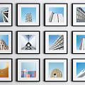 Modern abstract painting simple abstract black and white painting combination 3d model