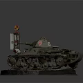 Military Tank Model With Red White Pole On Display Base Scene 3d model