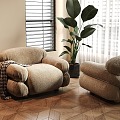 Single Sofa Single Sofa Casual Sofa Living Room Sofa Floor Lamp 3d model