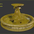 Classical Stone Fountain With Circular Base And Ornate Carved Pillar Topped With Shallow Basin