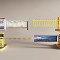 Road Facilities Featuring Yellow Automatic Gates E PASS Toll Booths And Electronic Displays 3d model