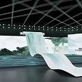 Modern Stage Design Featuring Waterfall Projection Steps And Background Screens 3d model