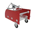 Heavy Duty Red Industrial Machinery With Metal Frame Black Tines And Wheels
