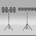 Multiple Downlights And Spotlights On Tripod Stands For Event Lighting Setup