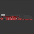 Detailed Black and Red Steam Locomotive Model With Red Wheels and White Front
