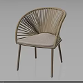 Stylish Wicker Chair With Curved Rattan Backrest Light Wood Legs And Cushioned Seat