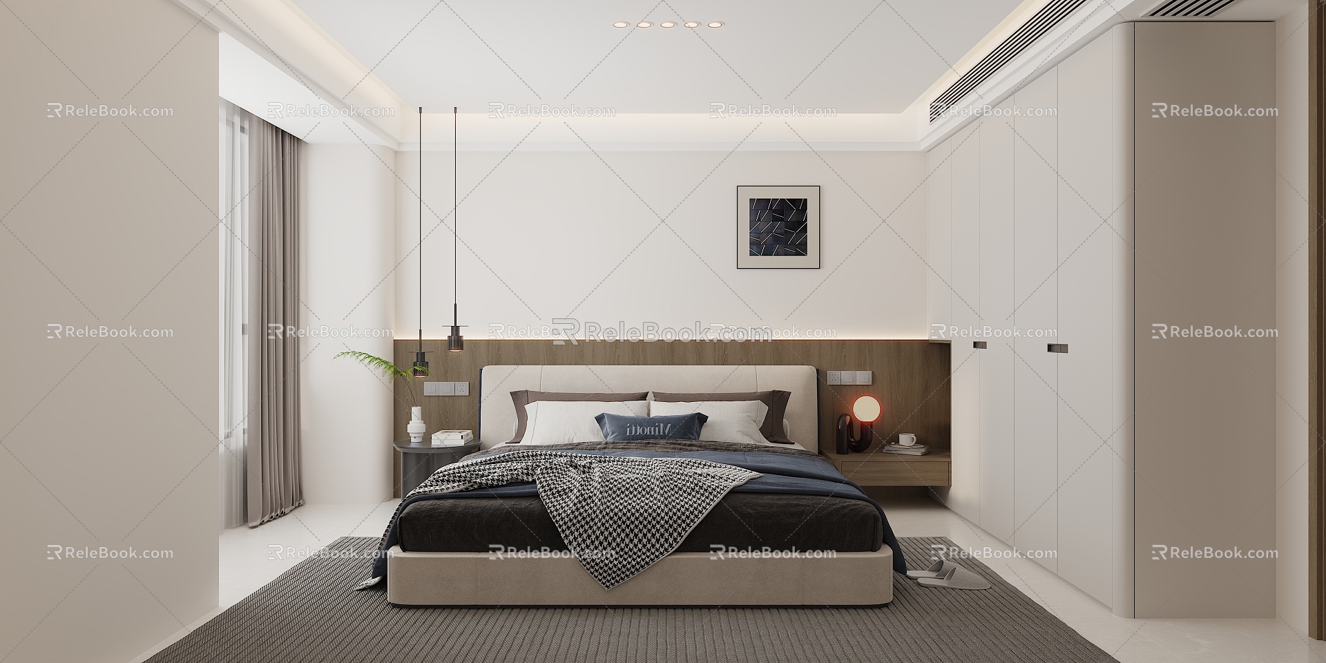 Modern Italian Bedroom Wardrobe Half-height Parapet 3d model