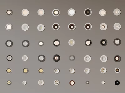 Various Colored Circular Decorative Buttons Neatly Arranged On Gray Background 3d model