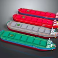 Colorful Bulk Cargo Ships Displayed In A Row With Various Colors