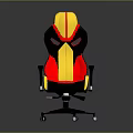 Stylish Yellow Red Black Gaming Chair With Adjustable Armrests And Rolling Wheels