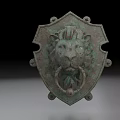 Detailed Bronze Shield Shaped Lion Head Sculpture With Ring Door Knocker