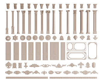 European Roman Column Carved Corner Lamp Plate 3d model