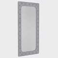 Modern Rectangular Wall Mirror With Gray Diamond Tufted Padded Frame