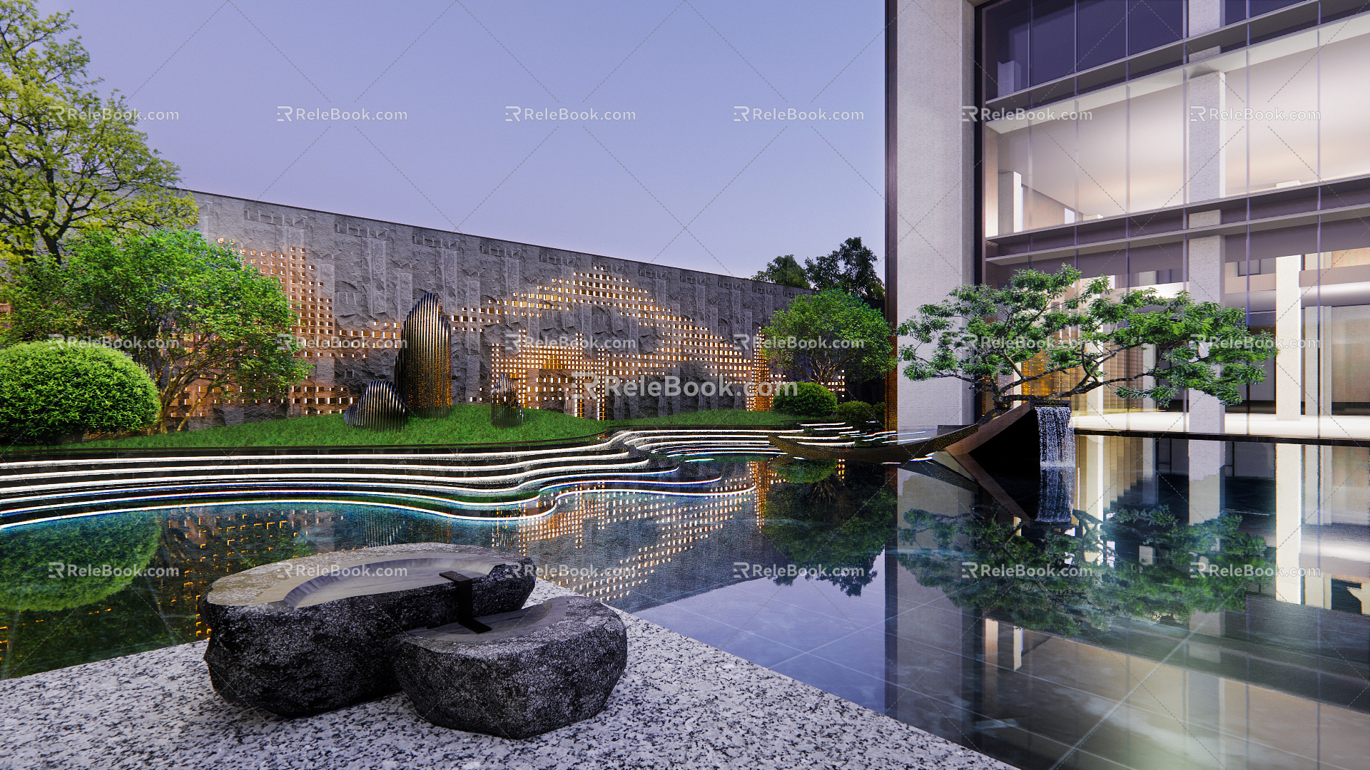 Modern Garden Landscape Wall Waterscape model