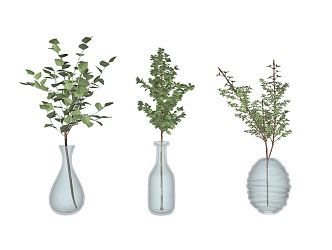 modern vase hydroponic bell green plant 3d model