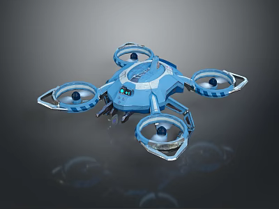 Blue Modern Quadcopter Drone With Four Propellers And Futuristic Design 3d model