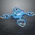 Blue Modern Quadcopter Drone With Four Propellers And Futuristic Design