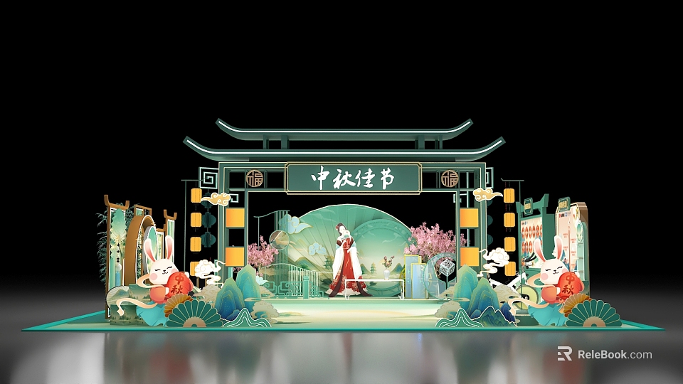 Liquor Store Decorated With Mid-Autumn Festival Lanterns Traditional Elements And Festive Atmosphere 3d model 