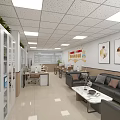 Modern Office Interior Design With Grey Sofa Coffee Table And Decorative Paintings 3d model