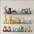 Colorful Plush Dolls Collection With Various Cute Animal Designs On Shelves