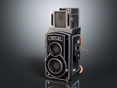 Vintage Rolleiflex Twin Lens Reflex Digital Camera With Retro Metal Body Design 3d model