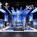 5G Technology Exhibition Booth Featuring Huawei China Mobile OPPO and Interactive Screens