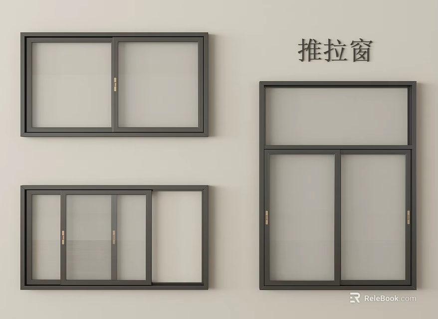 Contemporary Sliding Windows With Various Frame Designs And Glass Panel Features 3d model