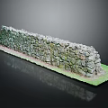Handmade Rustic Natural Stone Wall With Green Grass Base And Reflective Ground Surface