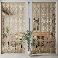 New Chinese Partition Metal Hollow Partition Screen 3d model