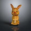 Vintage Yellow Rabbit Doll With Big Ears Red Eyes And Smiling Face