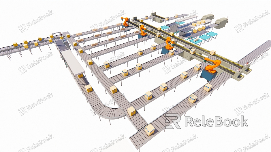 Modern factory assembly line conveyor belt conveyor arm model