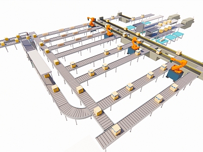 Modern factory assembly line conveyor belt conveyor arm model