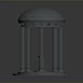 Classical Architectural Structure With Dome Roof And Circular Columns On Base Platform