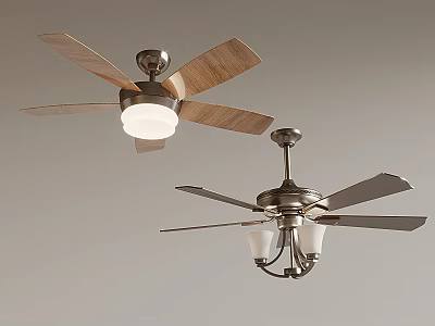 Modern Ceiling Fan With Light Wooden Blades And Metal Frame Design Fixture 3d model