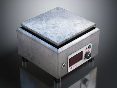 Stainless Steel Electric Heating Plate with Square Top Digital Display and Control Knob 3d model