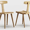 Solid Wood Dining Chair 3d model