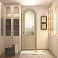 Glass Door Display Cabinet With Light Gray Frame And Multiple Shelves For Arranged Collectible Figures