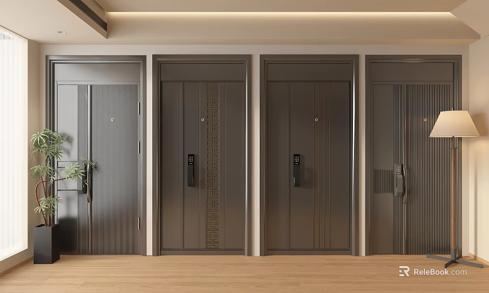 Stylish Modern Security Doors With Sleek Design And Home Protection Features 3d model