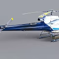 White Helicopter With Blue Stripe Modern Rotor Design Exterior Studio Background