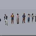 Group of Diverse People Standing in Casual Attire With Various Poses and Actions