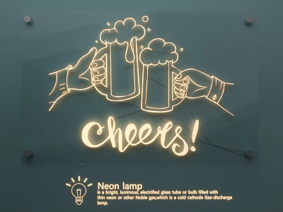 Modern neon lights English characters luminous characters net red word advertising words 3d model