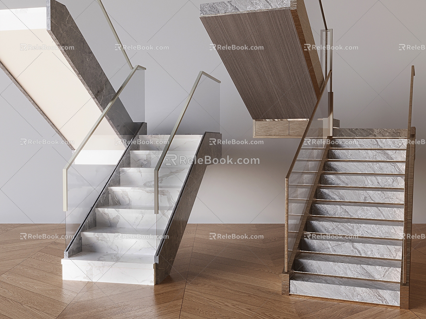 Modern Glass Handrail Stairs Stairs Steps Step Corner Stairs 3d model