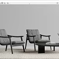 Modern Leisure Chairs With Wooden Frame Grey Fabric And Black Coffee Table In Living Room
